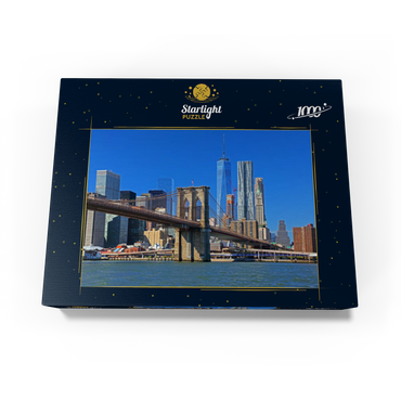 View to Brooklyn Bridge with One World Trade Center, Manhattan, New York City, USA 1000 Jigsaw Puzzle box view1