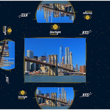 View to Brooklyn Bridge with One World Trade Center, Manhattan, New York City, USA 1000 Jigsaw Puzzle box 3D Modell