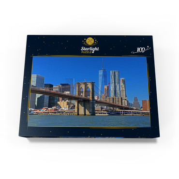 View to Brooklyn Bridge with One World Trade Center, Manhattan, New York City, USA 100 Jigsaw Puzzle box view1