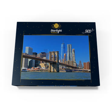 View to Brooklyn Bridge with One World Trade Center, Manhattan, New York City, USA 500 Jigsaw Puzzle box view1