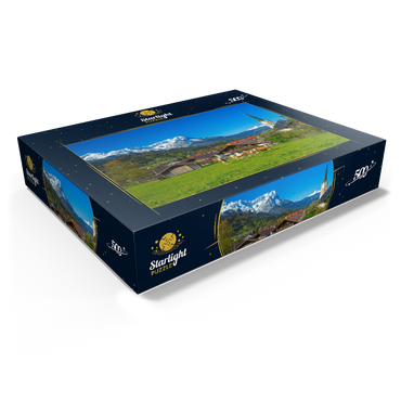 Partenkirchen district with Maria Himmelfahrt parish church against Zugspitz group 500 Jigsaw Puzzle box view1