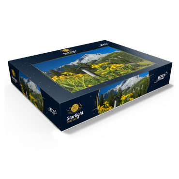 Fountain at Kreuzeck with Alpspitze (2628m), Garmisch-Partenkirchen, Upper Bavaria 1000 Jigsaw Puzzle box view1