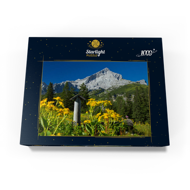 Fountain at Kreuzeck with Alpspitze (2628m), Garmisch-Partenkirchen, Upper Bavaria 1000 Jigsaw Puzzle box view1