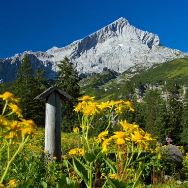 Fountain at Kreuzeck with Alpspitze (2628m), Garmisch-Partenkirchen, Upper Bavaria 1000 Jigsaw Puzzle 3D Modell
