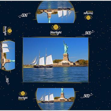 Sailing ship with the Statue of Liberty, Liberty Island, New York City, USA 500 Jigsaw Puzzle box 3D Modell