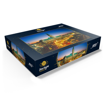 Christmas market at the town hall square with town hall, Hamburg 1000 Jigsaw Puzzle box view1