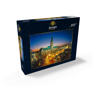 Christmas market at the town hall square with town hall, Hamburg 1000 Jigsaw Puzzle box view1