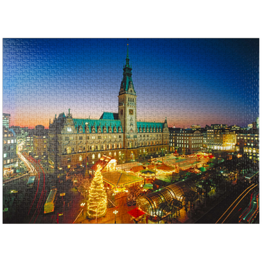 puzzleplate Christmas market at the town hall square with town hall, Hamburg 1000 Jigsaw Puzzle