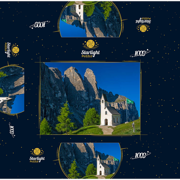 Church at Gardena Pass with Sella Group, Dolomites, Trentino-South Tyrol 1000 Jigsaw Puzzle box 3D Modell