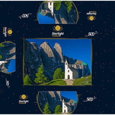 Church at Gardena Pass with Sella Group, Dolomites, Trentino-South Tyrol 500 Jigsaw Puzzle box 3D Modell