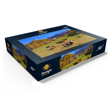 Cows on pasture with view to Tarasp Castle, Grisons, Switzerland 500 Jigsaw Puzzle box view1