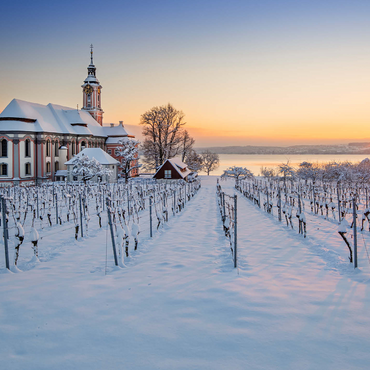 Evening at the pilgrimage church Birnau near Unteruhldingen at Lake Constance 1000 Jigsaw Puzzle 3D Modell