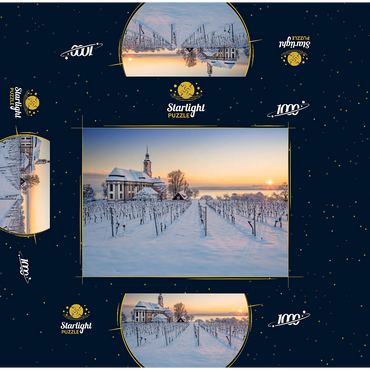 Evening at the pilgrimage church Birnau near Unteruhldingen at Lake Constance 1000 Jigsaw Puzzle box 3D Modell