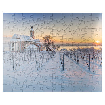 puzzleplate Evening at the pilgrimage church Birnau near Unteruhldingen at Lake Constance 100 Jigsaw Puzzle