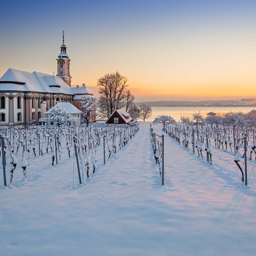 Evening at the pilgrimage church Birnau near Unteruhldingen at Lake Constance 500 Jigsaw Puzzle 3D Modell