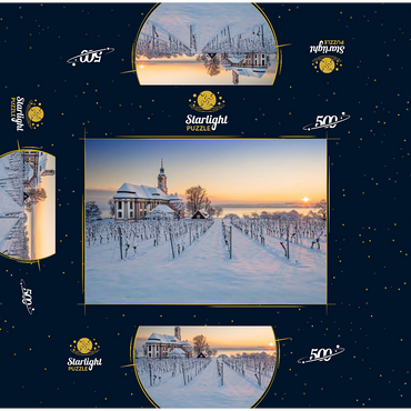 Evening at the pilgrimage church Birnau near Unteruhldingen at Lake Constance 500 Jigsaw Puzzle box 3D Modell