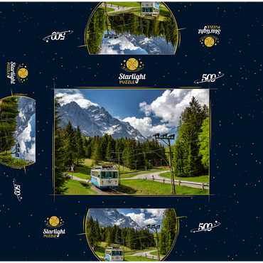 Bavarian Zugspitze Railway against Zugspitze (2962m) near Garmisch-Partenkirchen 500 Jigsaw Puzzle box 3D Modell