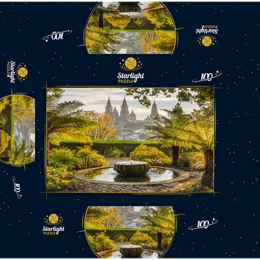 View from Parque da Alameda to the Cathedral of Santiago de Compostela, Camino Francés 100 Jigsaw Puzzle box 3D Modell