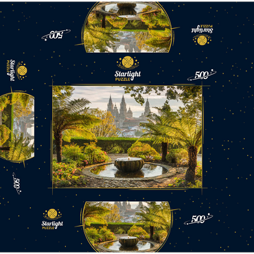 View from Parque da Alameda to the Cathedral of Santiago de Compostela, Camino Francés 500 Jigsaw Puzzle box 3D Modell