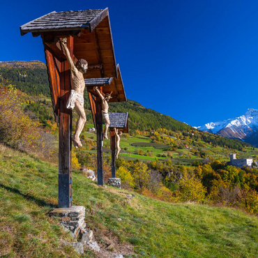Churburg against Stilfser Joch National Park, Schluderns, Vinschgau, Trentino-South Tyrol, Italy 100 Jigsaw Puzzle 3D Modell