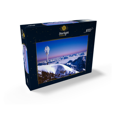Zugspitze summit cross against Bavarian and Austrian Alps, Upper Bavaria, Bavaria, Germany 1000 Jigsaw Puzzle box view1