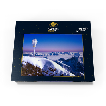 Zugspitze summit cross against Bavarian and Austrian Alps, Upper Bavaria, Bavaria, Germany 1000 Jigsaw Puzzle box view1