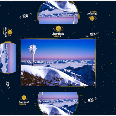 Zugspitze summit cross against Bavarian and Austrian Alps, Upper Bavaria, Bavaria, Germany 100 Jigsaw Puzzle box 3D Modell