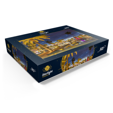 Fountain with palm trees in the evening, Aqaba, Gulf of Aqaba, Jordan 500 Jigsaw Puzzle box view1