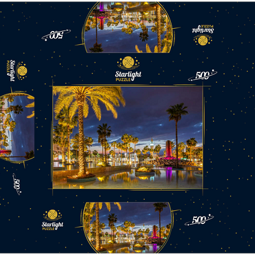 Fountain with palm trees in the evening, Aqaba, Gulf of Aqaba, Jordan 500 Jigsaw Puzzle box 3D Modell