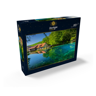 Mill at the Blautopf, a karst spring in Blaubeuren, Alb-Donau district 100 Jigsaw Puzzle box view1