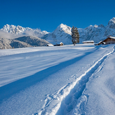 Hump meadows near Mittenwald against Wörner (2474m) and Karwendel mountains 1000 Jigsaw Puzzle 3D Modell