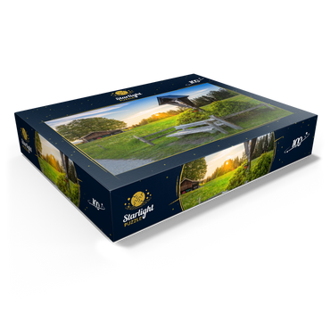 Cross with bench at sunset on Aidlinger Höhe 100 Jigsaw Puzzle box view1