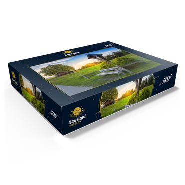 Cross with bench at sunset on Aidlinger Höhe 500 Jigsaw Puzzle box view1