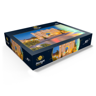 Fountain in front of the Brandenburg Gate at Luisenplatz in the evening 100 Jigsaw Puzzle box view1