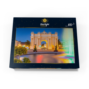Fountain in front of the Brandenburg Gate at Luisenplatz in the evening 100 Jigsaw Puzzle box view1