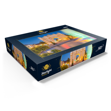 Fountain in front of the Brandenburg Gate at Luisenplatz in the evening 500 Jigsaw Puzzle box view1