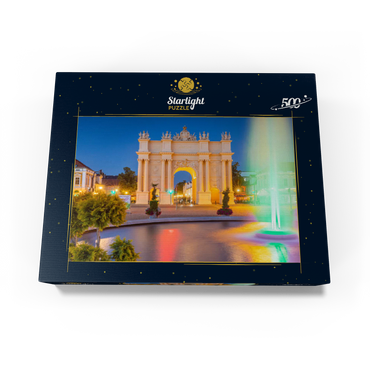 Fountain in front of the Brandenburg Gate at Luisenplatz in the evening 500 Jigsaw Puzzle box view1