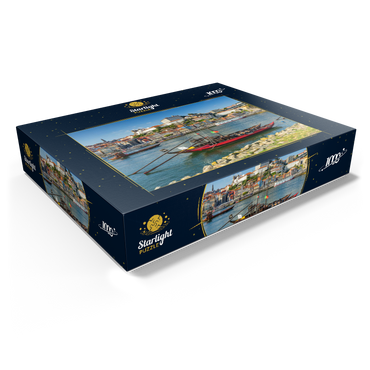 Rabelo boats on the river Douro with view to the old town Ribeira of Porto 1000 Jigsaw Puzzle box view1