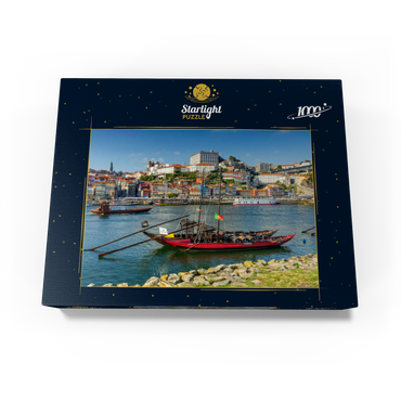 Rabelo boats on the river Douro with view to the old town Ribeira of Porto 1000 Jigsaw Puzzle box view1
