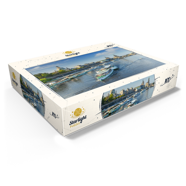Terrace bank with the ships of the White Fleet, Brühl Terrace on the Elbe River 100 Jigsaw Puzzle box view1