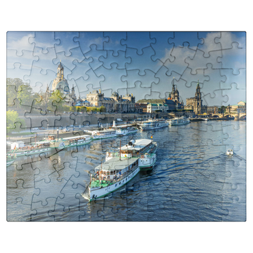 puzzleplate Terrace bank with the ships of the White Fleet, Brühl Terrace on the Elbe River 100 Jigsaw Puzzle