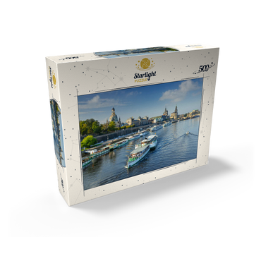 Terrace bank with the ships of the White Fleet, Brühl Terrace on the Elbe River 500 Jigsaw Puzzle box view1