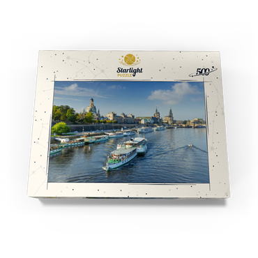 Terrace bank with the ships of the White Fleet, Brühl Terrace on the Elbe River 500 Jigsaw Puzzle box view1