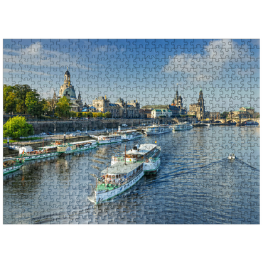 puzzleplate Terrace bank with the ships of the White Fleet, Brühl Terrace on the Elbe River 500 Jigsaw Puzzle