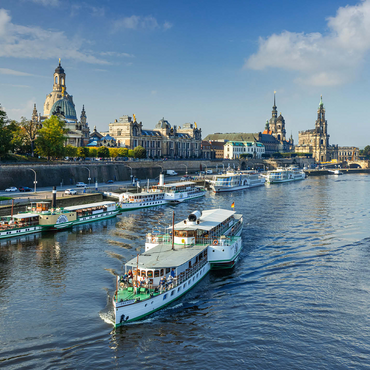 Terrace bank with the ships of the White Fleet, Brühl Terrace on the Elbe River 500 Jigsaw Puzzle 3D Modell