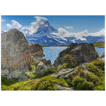 puzzleplate Stellisee mountain lake with the Matterhorn (4478m) 1000 Jigsaw Puzzle