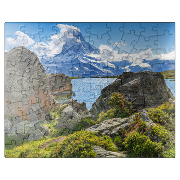 puzzleplate Stellisee mountain lake with the Matterhorn (4478m) 100 Jigsaw Puzzle
