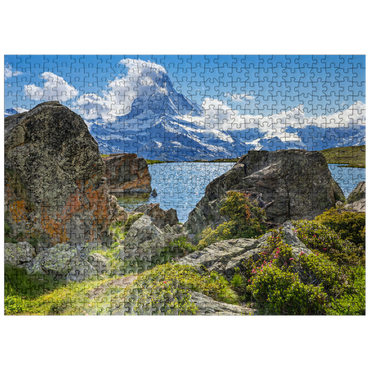 puzzleplate Stellisee mountain lake with the Matterhorn (4478m) 500 Jigsaw Puzzle