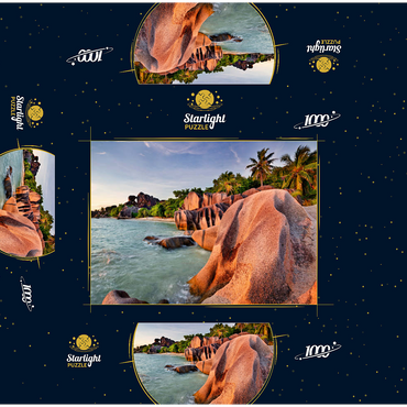 Granite rocks on the beach Anse Source d' Argent, La Digue Island, Seychelles 1000 Jigsaw Puzzle box 3D Modell