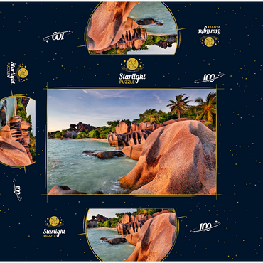 Granite rocks on the beach Anse Source d' Argent, La Digue Island, Seychelles 100 Jigsaw Puzzle box 3D Modell